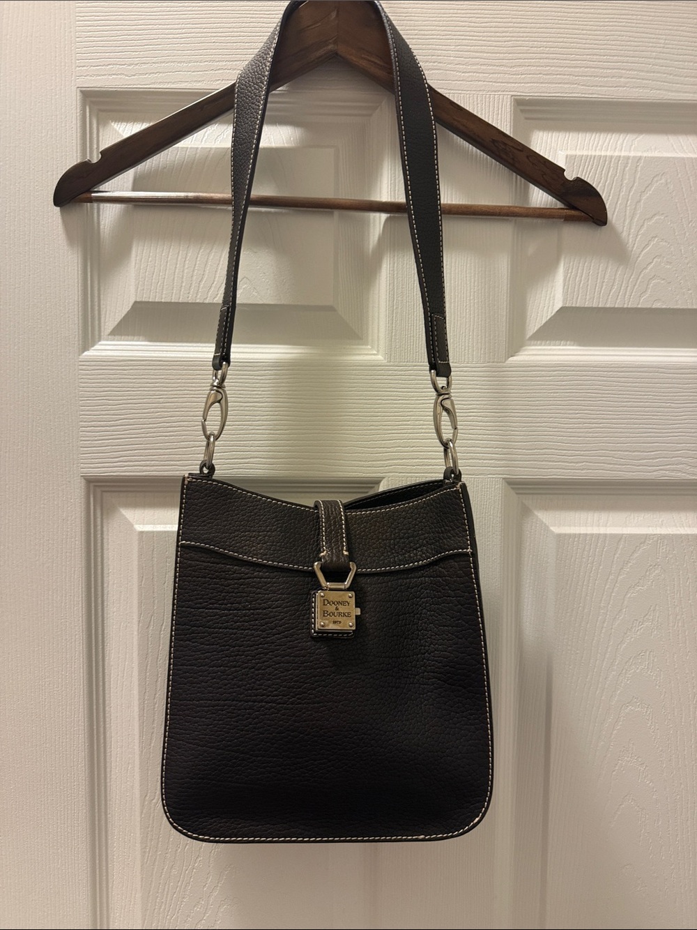 Dooney & Bourke Brown  Pebble Leather Shoulder Bag Silver hardware EUC